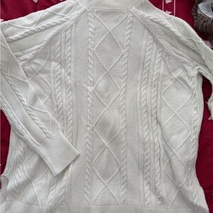 Philosophy White Cable Knit Turtleneck Sweater